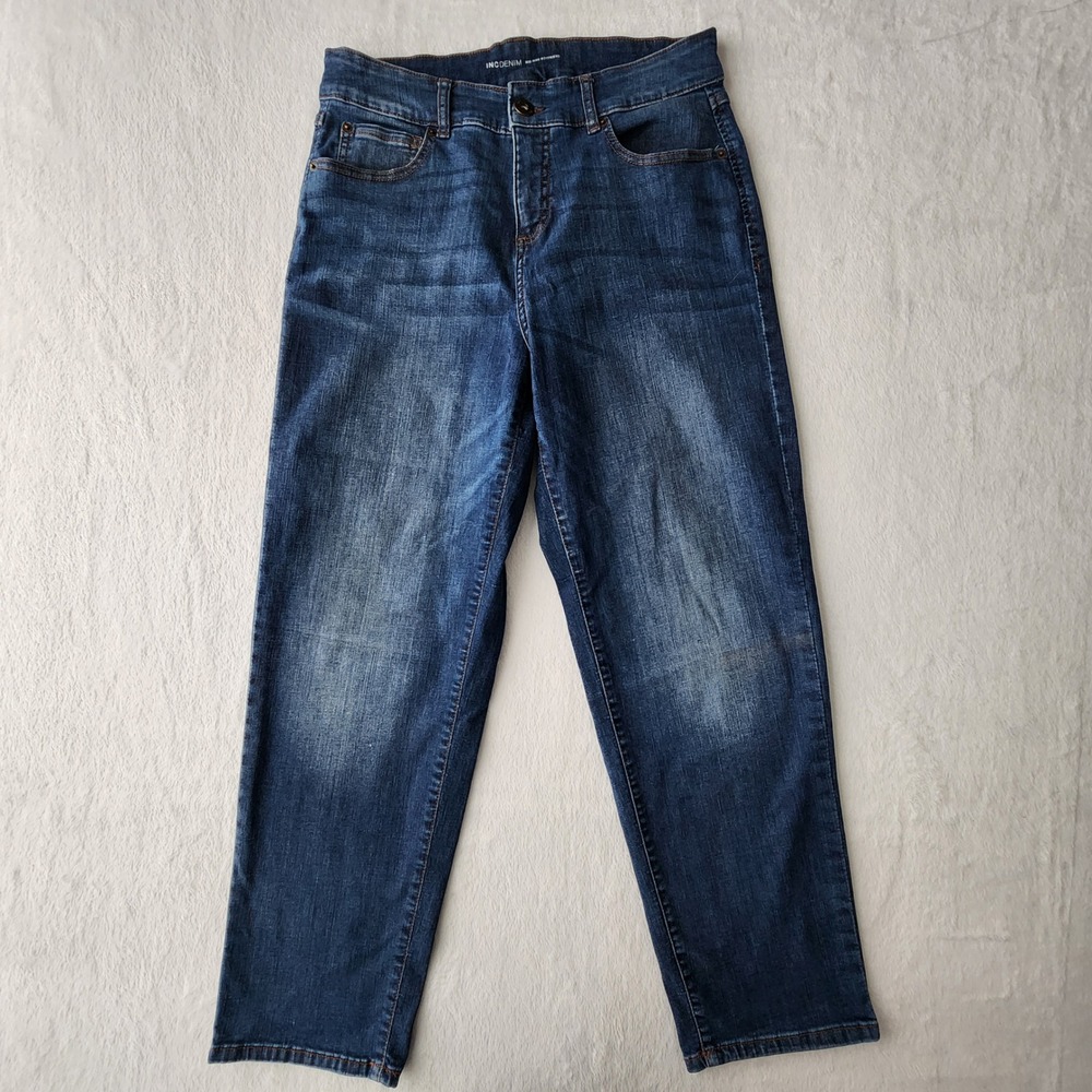 INC Denim Mid Rise Boyfriend Jeans‎ Womens 31W 28.5L Blue Stretch Casual Relaxed